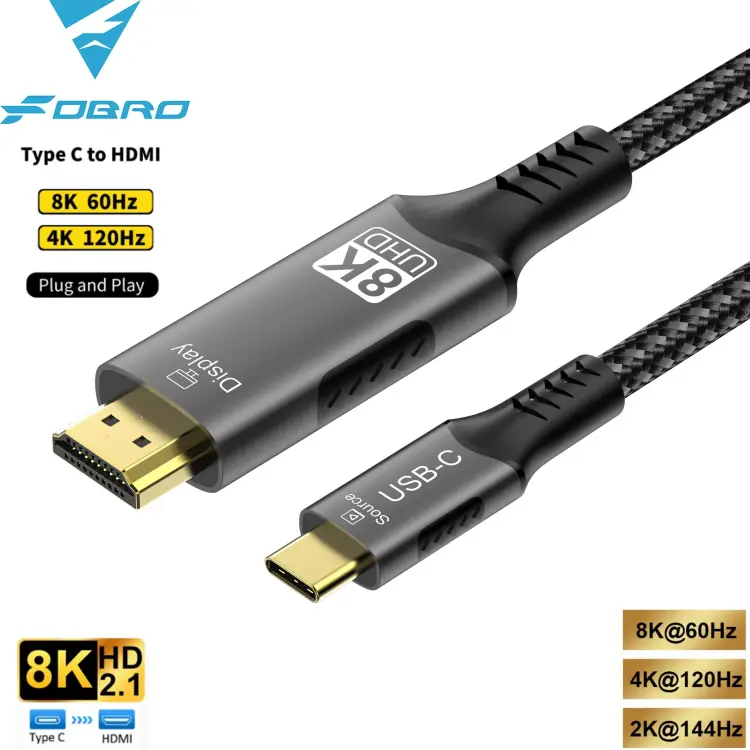 Кабель USB-C to HDMI 8K 60Hz / 4K 120Hz с алюминиевым корпусом