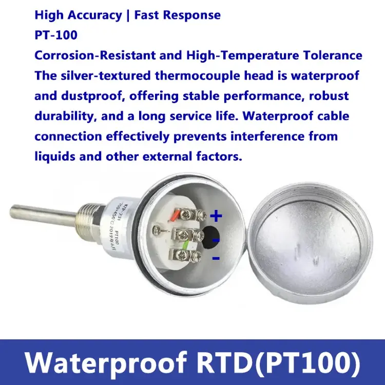 Датчик температуры RTD PT100 нержавеющая сталь 200-420°C резьба 1/2