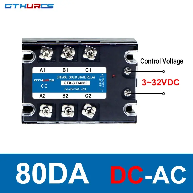 Трехфазное твердотельное реле 3-SSR 40A 70-280V AC