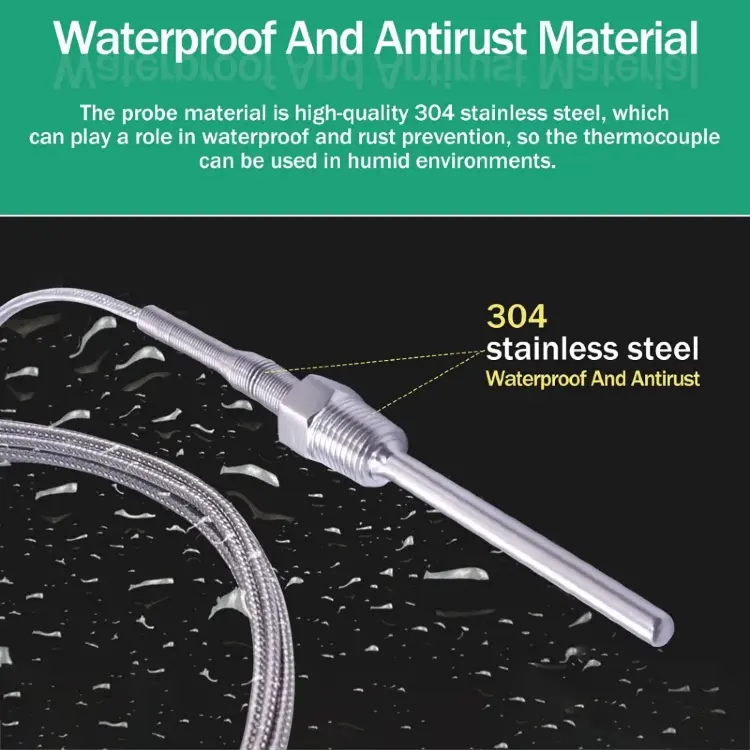 Датчик температуры PT100/K М6-27M/NPT 1/8-3/4 до 800°C из нержавеющей стали