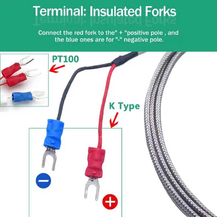 Датчик температуры PT100/K М6-27M/NPT 1/8-3/4 до 800°C из нержавеющей стали