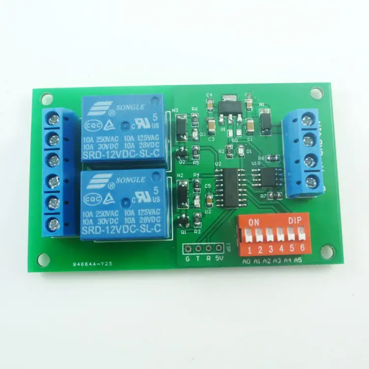 Плата реле RS485 2-канальная DC 12V с Modbus AT управлением