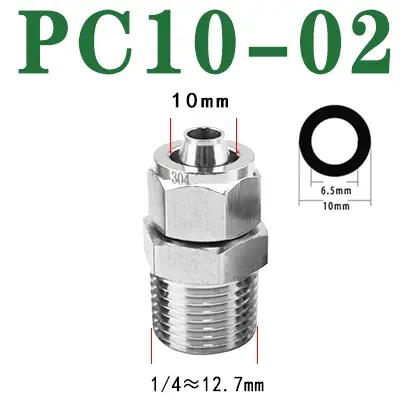 Пневматическое соединение из нержавеющей стали 304SS BSP 1/8'' 1/4'' 3/8'' 1/2''