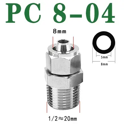 Пневматическое соединение из нержавеющей стали 304SS BSP 1/8'' 1/4'' 3/8'' 1/2''