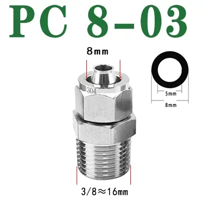 Пневматическое соединение из нержавеющей стали 304SS BSP 1/8'' 1/4'' 3/8'' 1/2''