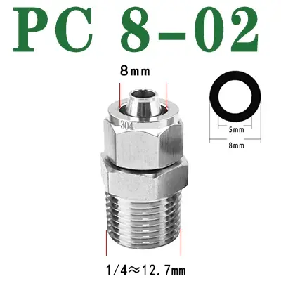 Пневматическое соединение из нержавеющей стали 304SS BSP 1/8'' 1/4'' 3/8'' 1/2''