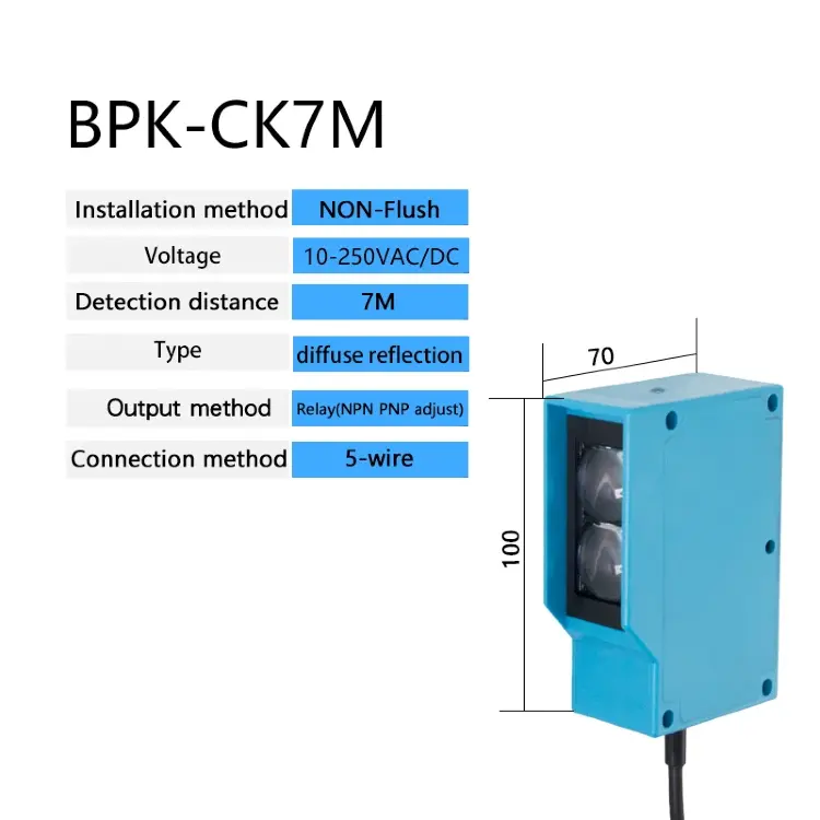 Фотоэлектрический датчик E3K, 20 м, NPN PNP, 10-30 В