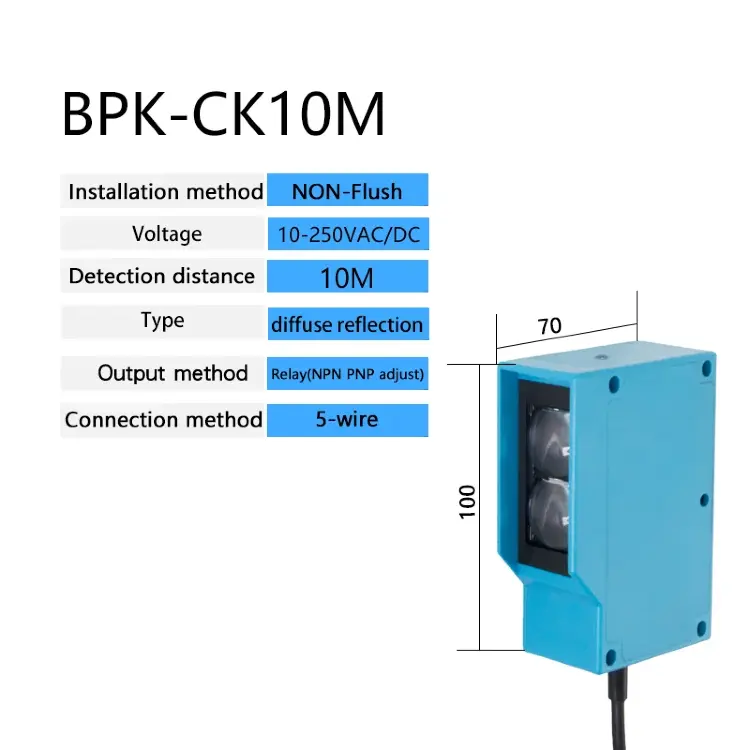Фотоэлектрический датчик E3K, 20 м, NPN PNP, 10-30 В