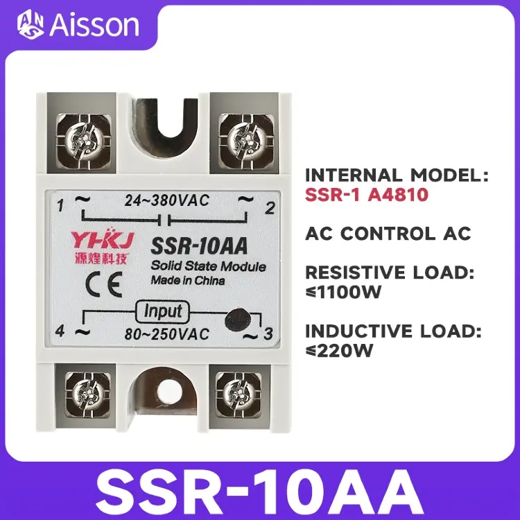Твердотельное реле SSR-10AA 25AA 40AA, однофазное, 24-380В AC
