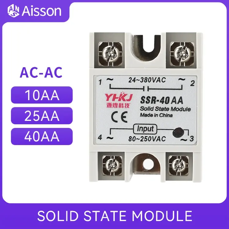Твердотельное реле SSR-10AA 25AA 40AA, однофазное, 24-380В AC