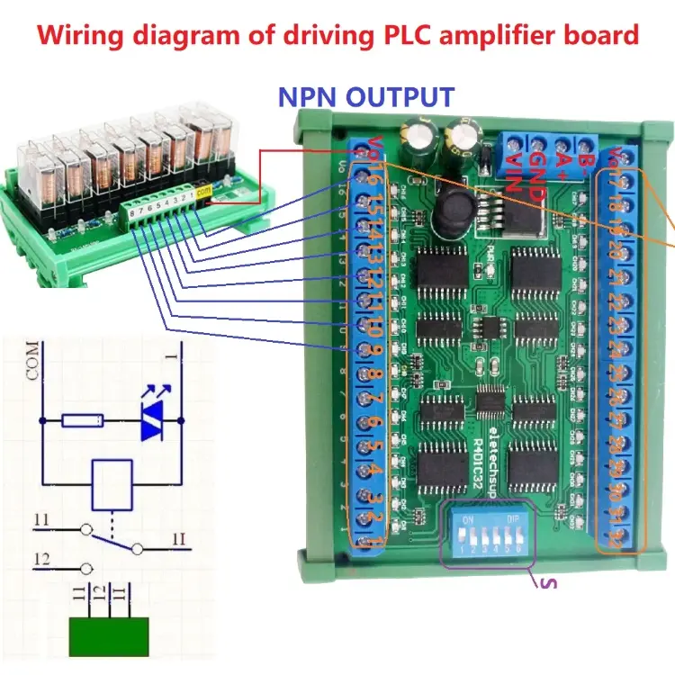 Релейный модуль DIN35 C45 32-канальный RS485 Modbus RTU ULN2803A 12В 24В