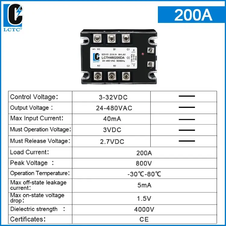 Трехфазное твердотельное реле SSR 40A AC управление 380VAC