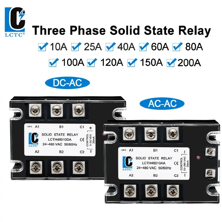 Трехфазное твердотельное реле SSR 40A AC управление 380VAC