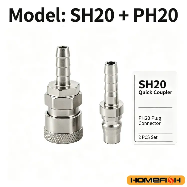 Пневматические соединители SH20 и PH20, быстроразъемные муфты 8 мм, 2 шт