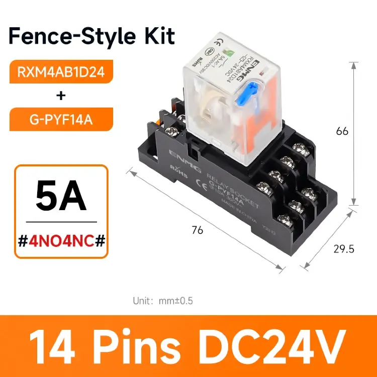 Электромагнитное промежуточное реле ENMG RXM 24В DC/220В AC 8-14 контактов