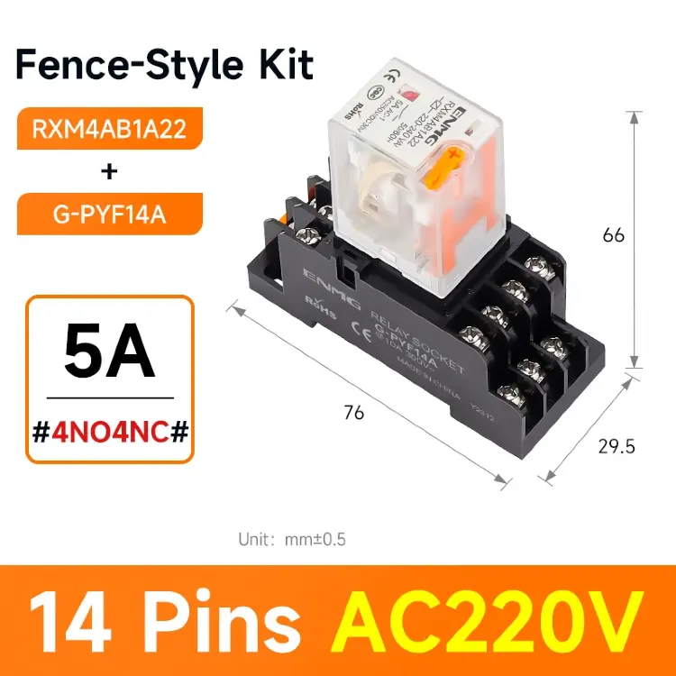 Электромагнитное промежуточное реле ENMG RXM 24В DC/220В AC 8-14 контактов