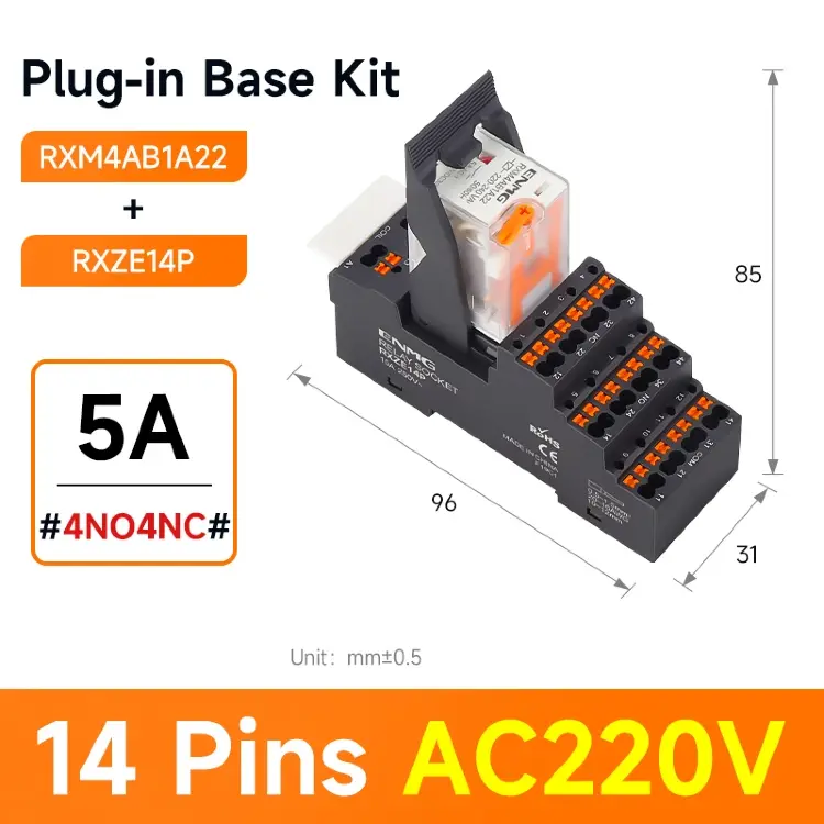 Электромагнитное промежуточное реле ENMG RXM 24В DC/220В AC 8-14 контактов