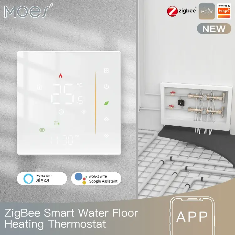 MOES Zigbee термостат для отопления 5A16A Tuya