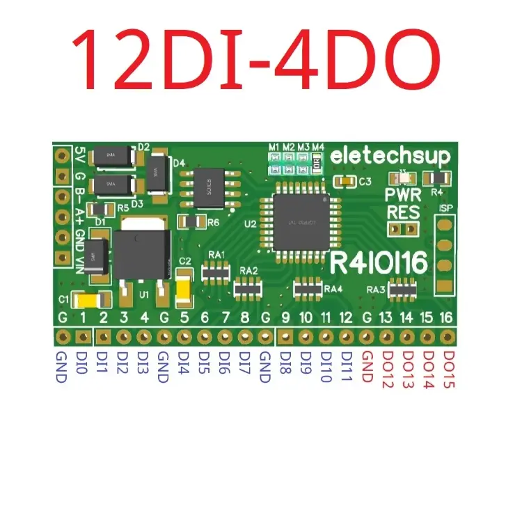 Модуль ввода-вывода R4IOI16 Modbus RTU RS485, 16DI/16DO, NPN/PNP, DC6-25V