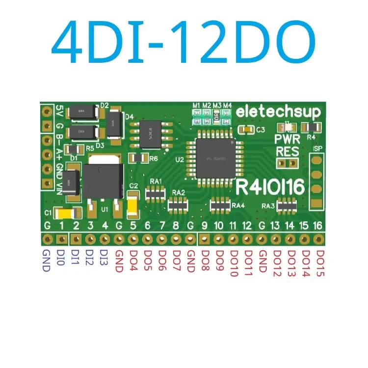 Модуль ввода-вывода R4IOI16 Modbus RTU RS485, 16DI/16DO, NPN/PNP, DC6-25V