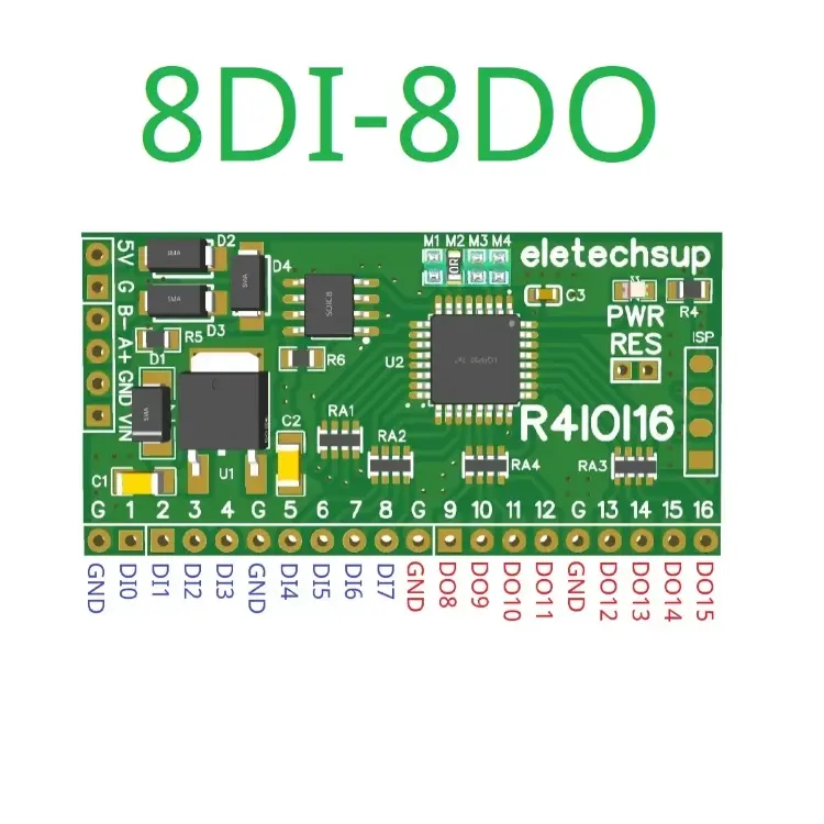 Модуль ввода-вывода R4IOI16 Modbus RTU RS485, 16DI/16DO, NPN/PNP, DC6-25V