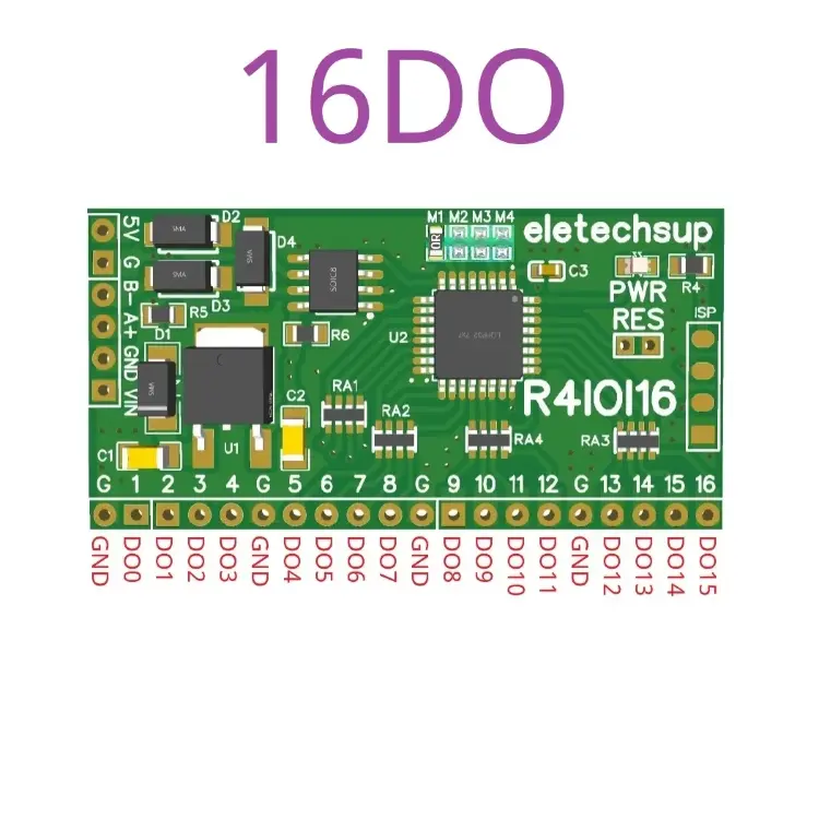 Модуль ввода-вывода R4IOI16 Modbus RTU RS485, 16DI/16DO, NPN/PNP, DC6-25V
