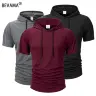 Летняя мужская толстовка с капюшоном и короткими рукавами
