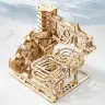 Деревянный 3D-пазл с электрической катапультой и треком для шариков