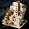 Деревянный 3D-пазл с электрической катапультой и треком для шариков