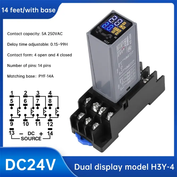 Реле времени H3Y-4 цифровое 220В 12В 24В с LCD дисплеем