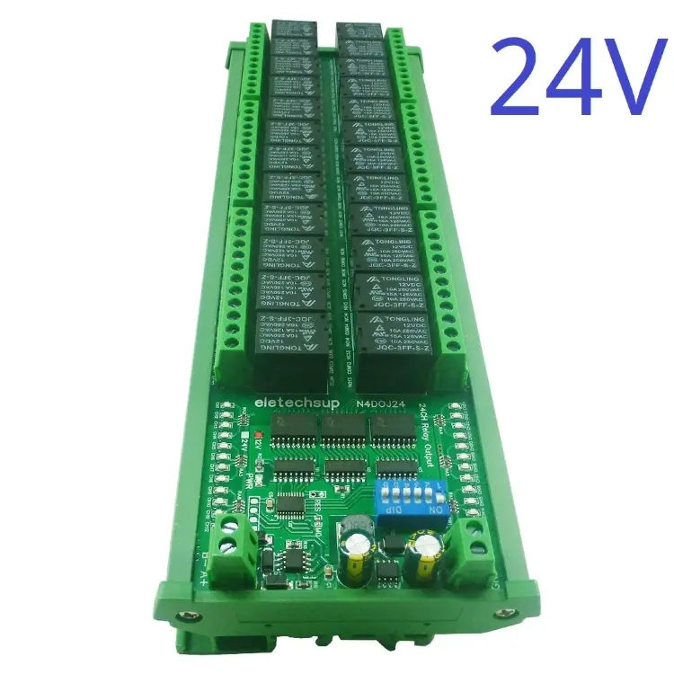 24-канальный релейный модуль N4DOJ24 Modbus RTU RS485 10А для DIN-рейки
