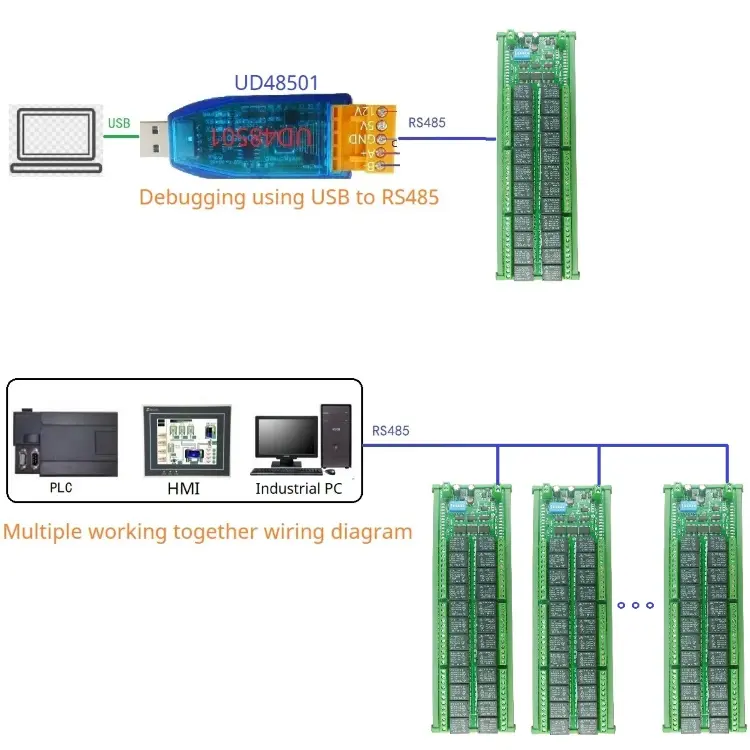 24-канальный релейный модуль N4DOJ24 Modbus RTU RS485 10А для DIN-рейки