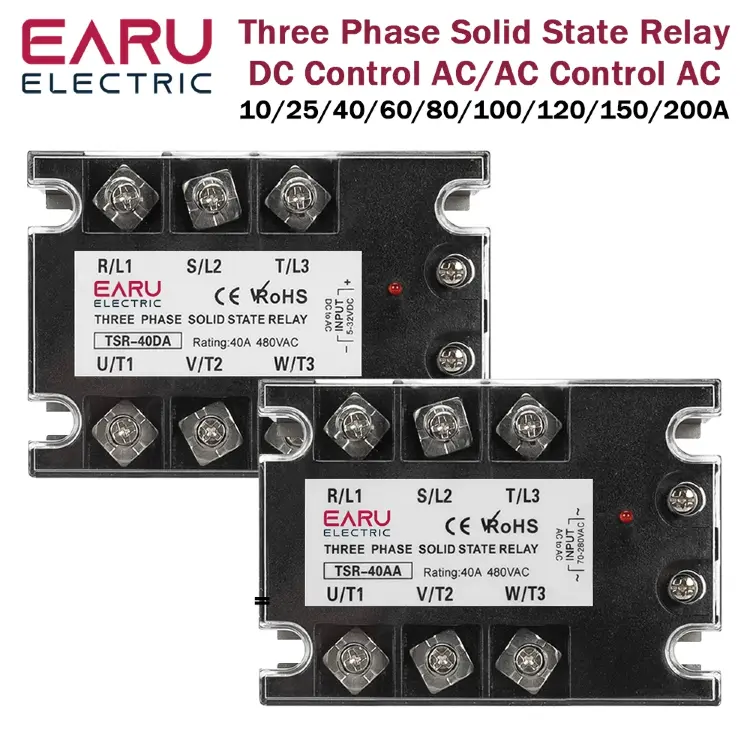 Трехфазный модуль твердотельного реле EARU TSR-40AA TSR-40DA 40A с радиатором 480VAC