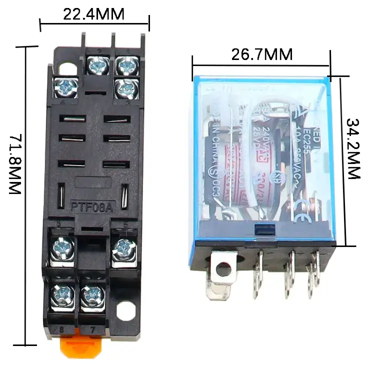 Реле LY2NJ 10A 8 контактов DC12V DC24V AC110V AC220V (10 шт)