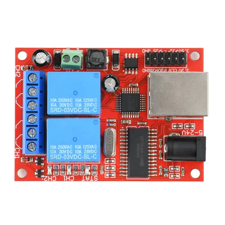 2-канальное Ethernet-реле 5-24В DC с облачным управлением и таймером Modbus TCP
