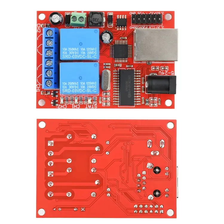 2-канальное Ethernet-реле 5-24В DC с облачным управлением и таймером Modbus TCP