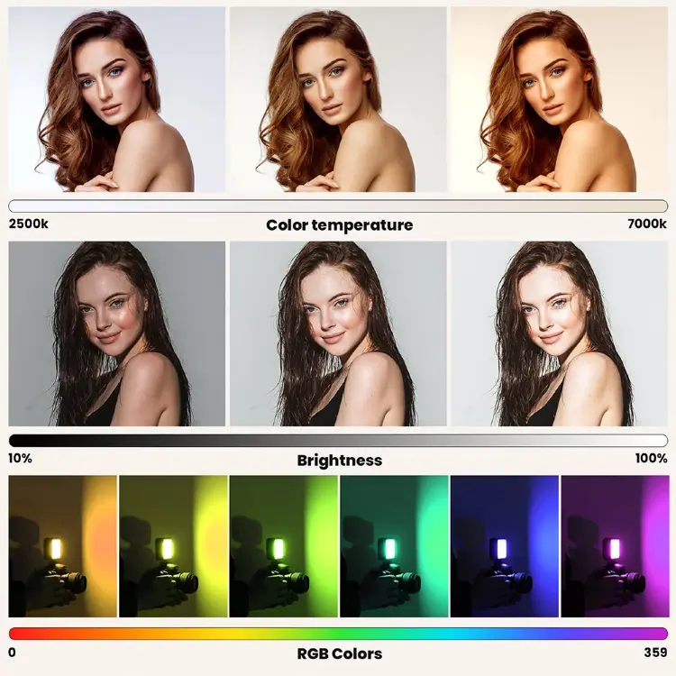 Карманный RGB светильник для видео и фото с аккумулятором