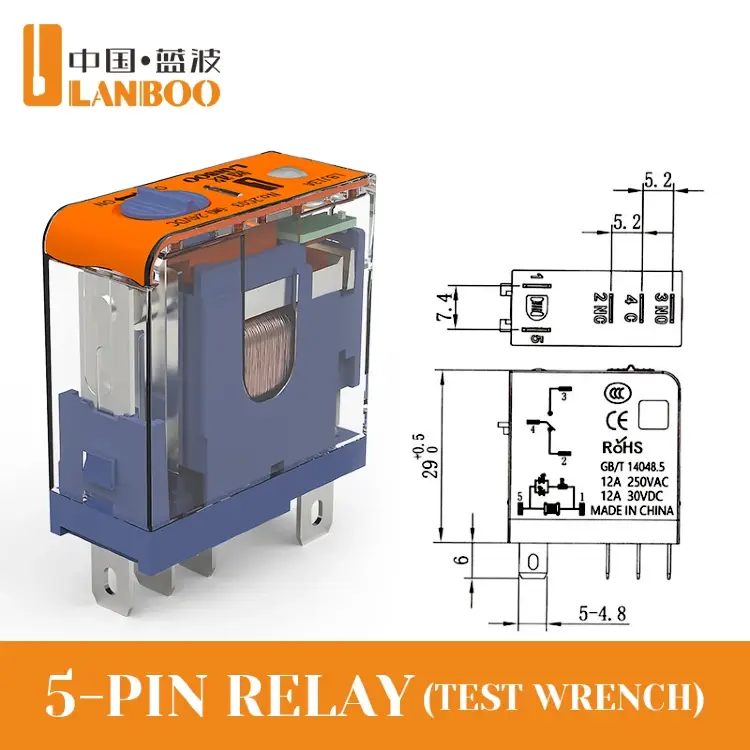 Универсальное промежуточное реле LANBOO J13A 12A/8A 5-контактное/8-контактное