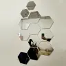 Шестигранные зеркальные 3D наклейки на стену, самоклеящиеся, набор 6/12 шт