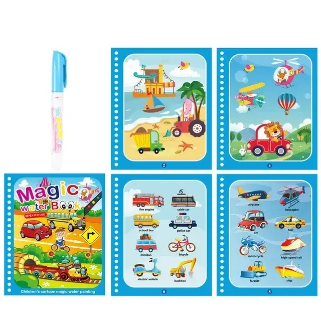 Волшебная водная книга-раскраска с ручкой для детей 2-4 лет