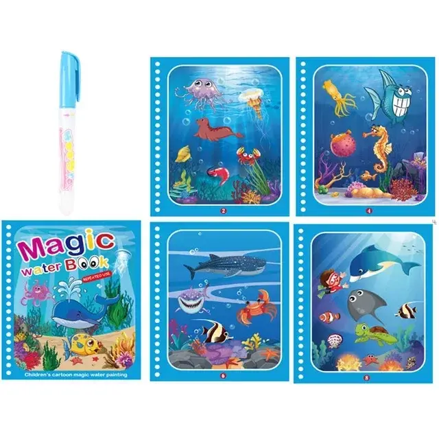 Волшебная водная книга-раскраска с ручкой для детей 2-4 лет