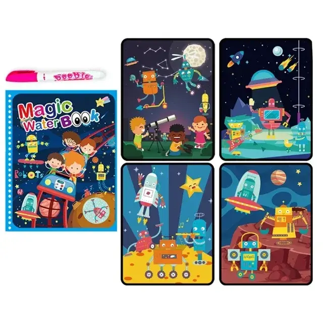 Волшебная водная книга-раскраска с ручкой для детей 2-4 лет