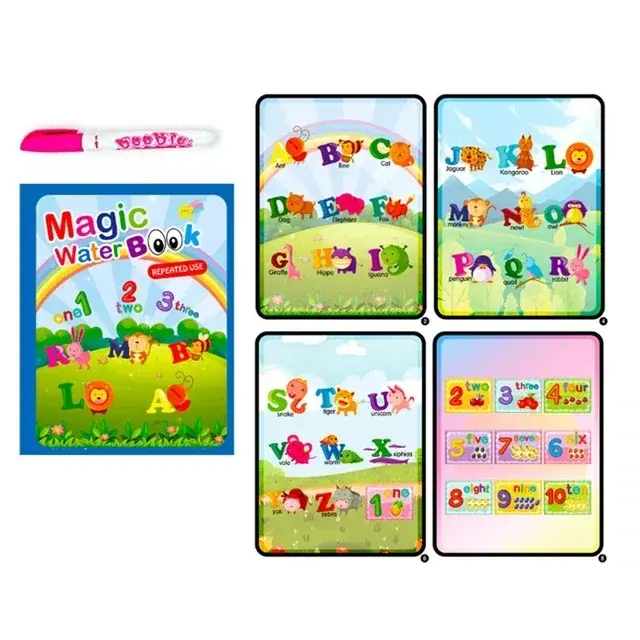 Волшебная водная книга-раскраска с ручкой для детей 2-4 лет