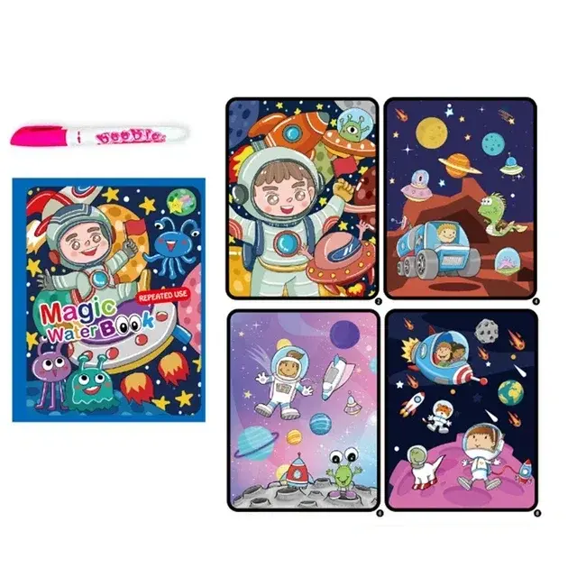 Волшебная водная книга-раскраска с ручкой для детей 2-4 лет