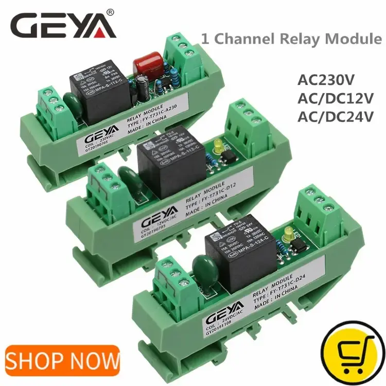 Модуль реле GEYA 1-канальный на DIN-рейку AC/DC 5-230В с GSM и таймером