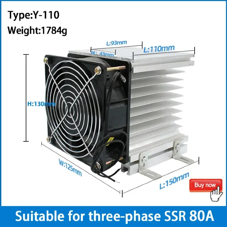 Радиатор LCTC с вентилятором для SSR 80A Y-110 DC48V
