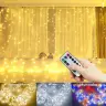 Светодиодная гирлянда-занавеска с пультом ДУ 100–600 LED USB