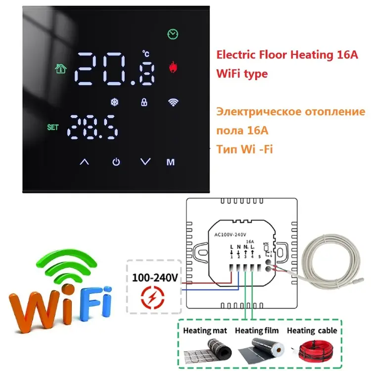 Умный WiFi термостат M3H Tuya для управления отоплением