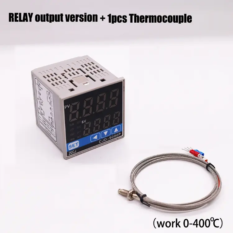 Цифровой PID-контроллер температуры и таймера 2-в-1 с термопарой K, 0-1300°C