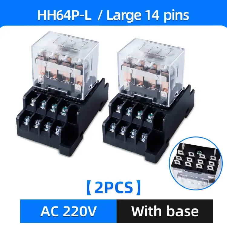 Промежуточное реле с розеткой HH52P/MY2NJ HH54P/MY4NJ 8/14 контактов DC 12/24V AC 110/220V